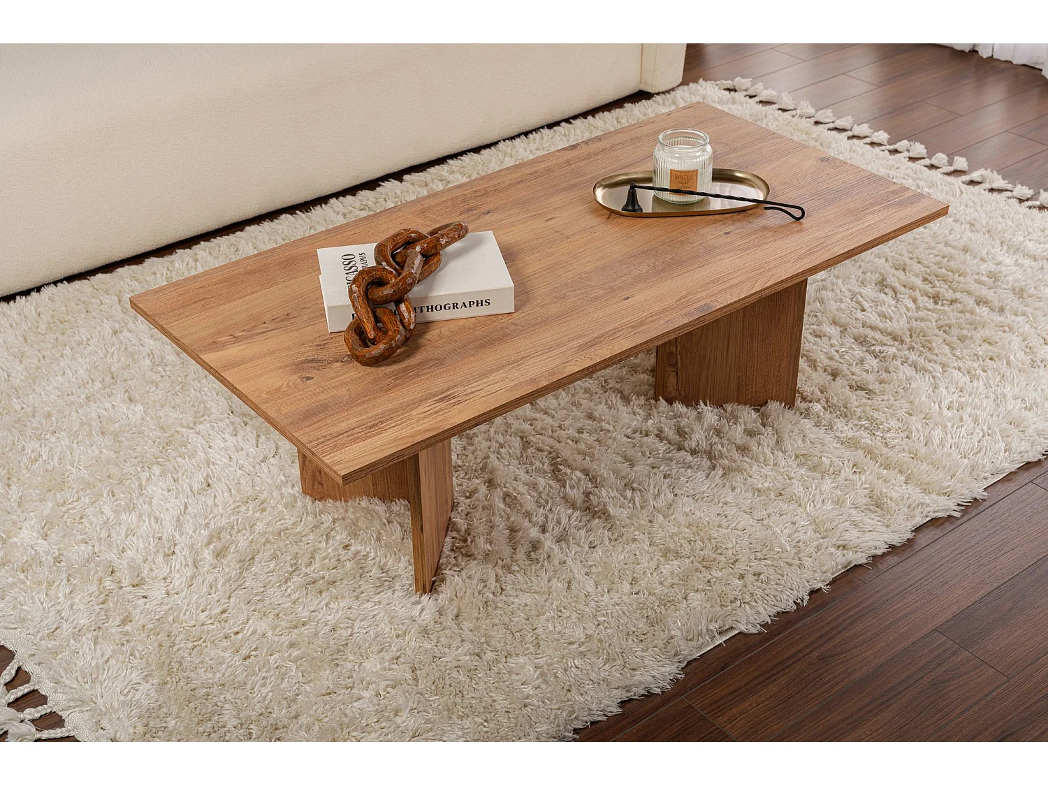 Table basse en bois "Sabin" - 60 x 119 x 40 cm - Pin atlantique