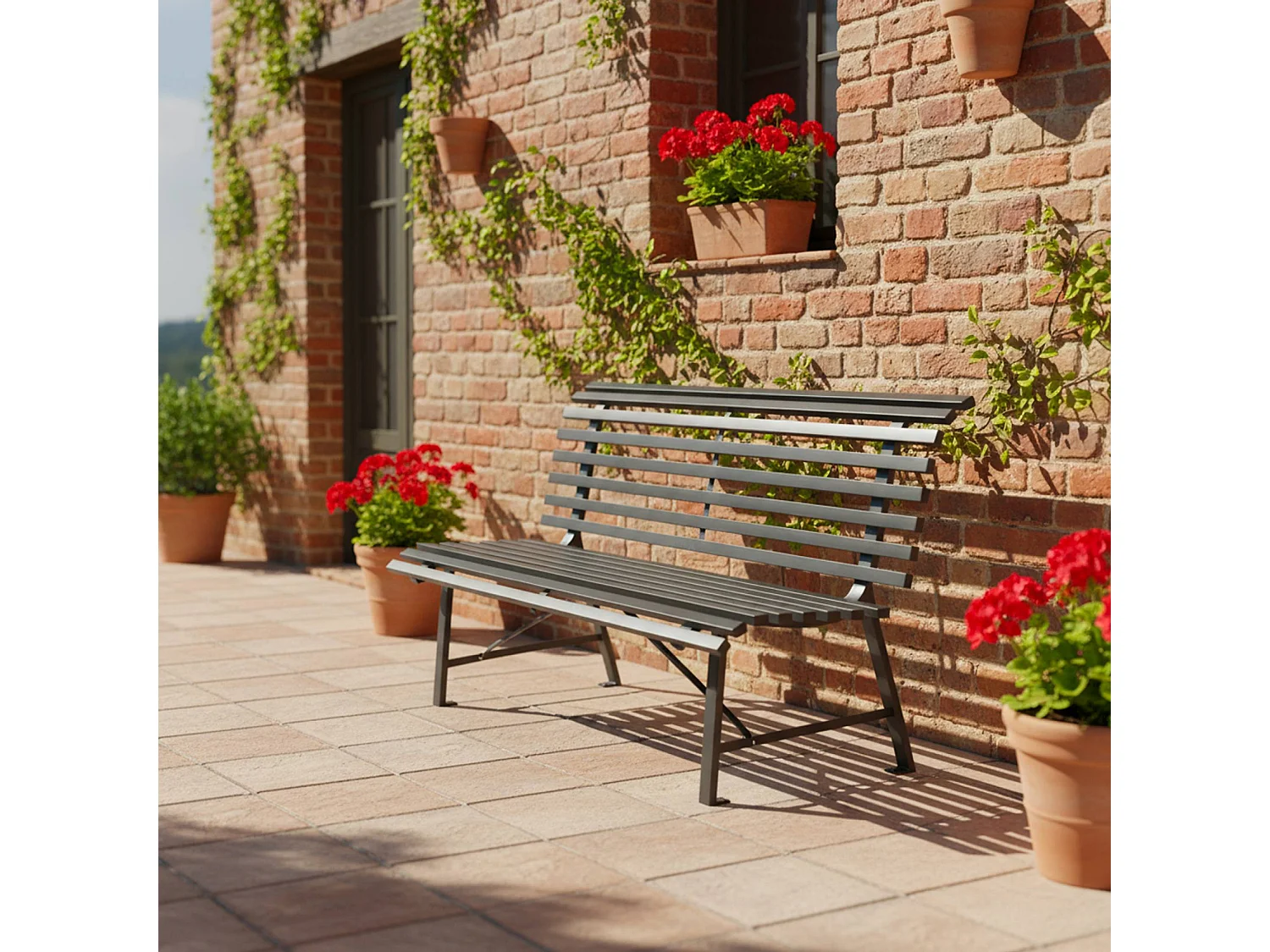Banco de jardín de acero para 2 personas antracita