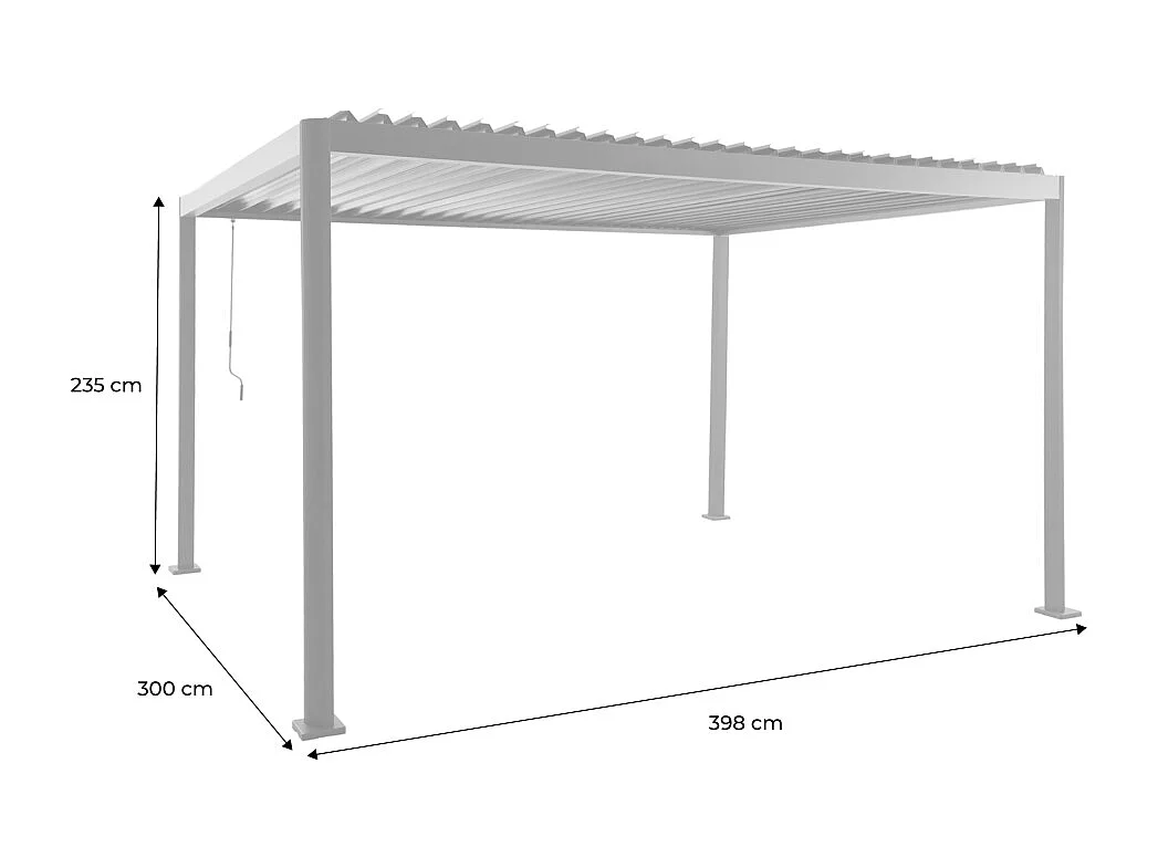 Pergola bioclimatica 3x4m in alluminio e acciaio con lamelle