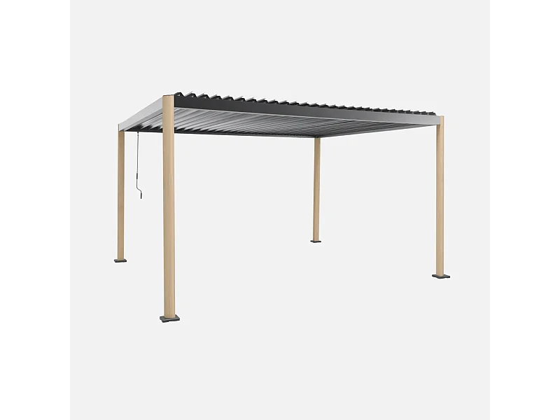 Pergola bioclimatique effet bois aluminium et acier lames orientables 4x3m - Imperial