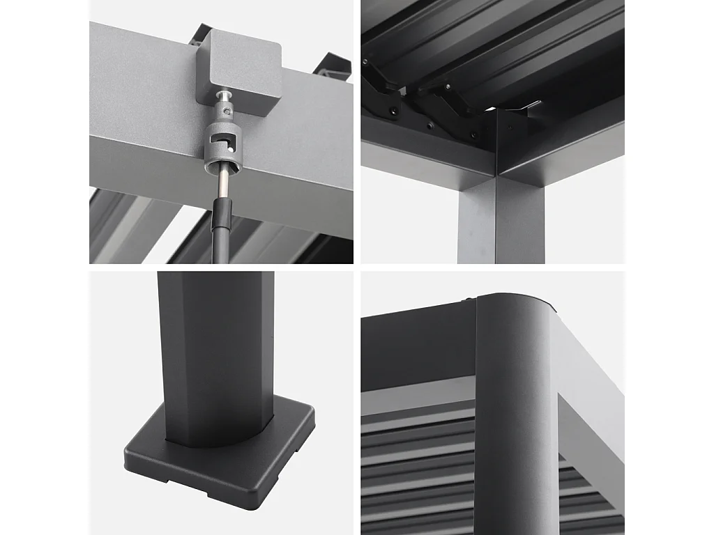 Pergola bioclimatica 3x3m in alluminio e acciaio, lamelle orientabili,