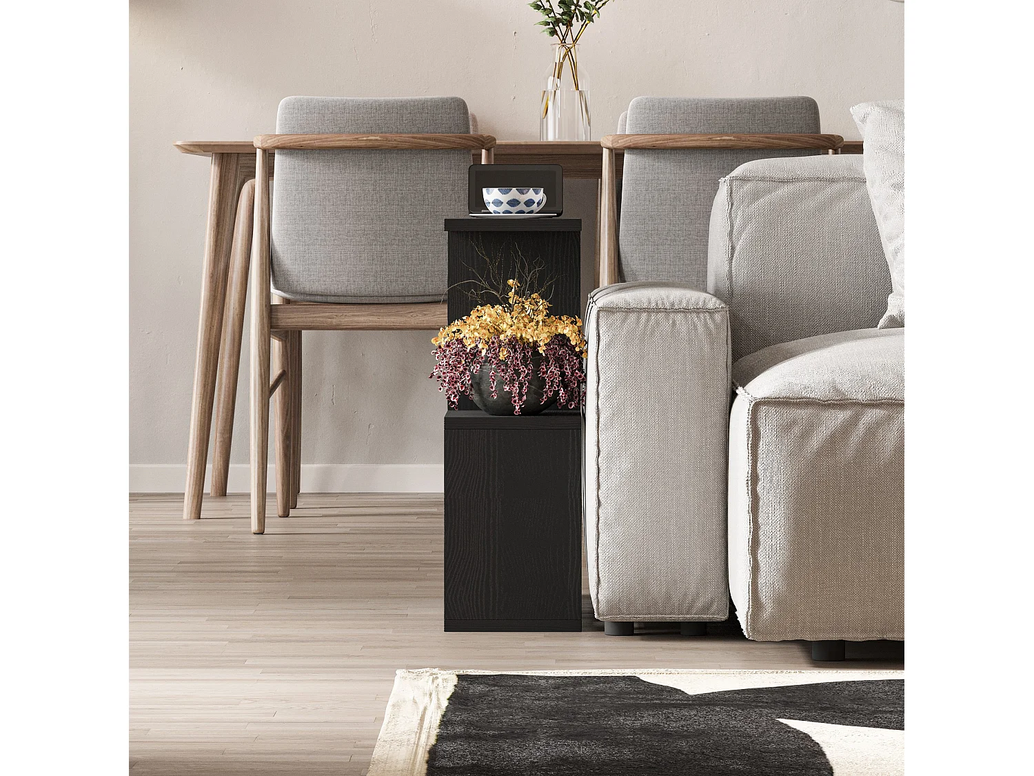 Drewniany stolik kawowy "Homemania" - 60 x 20 x 60 cm - Czarne drewno