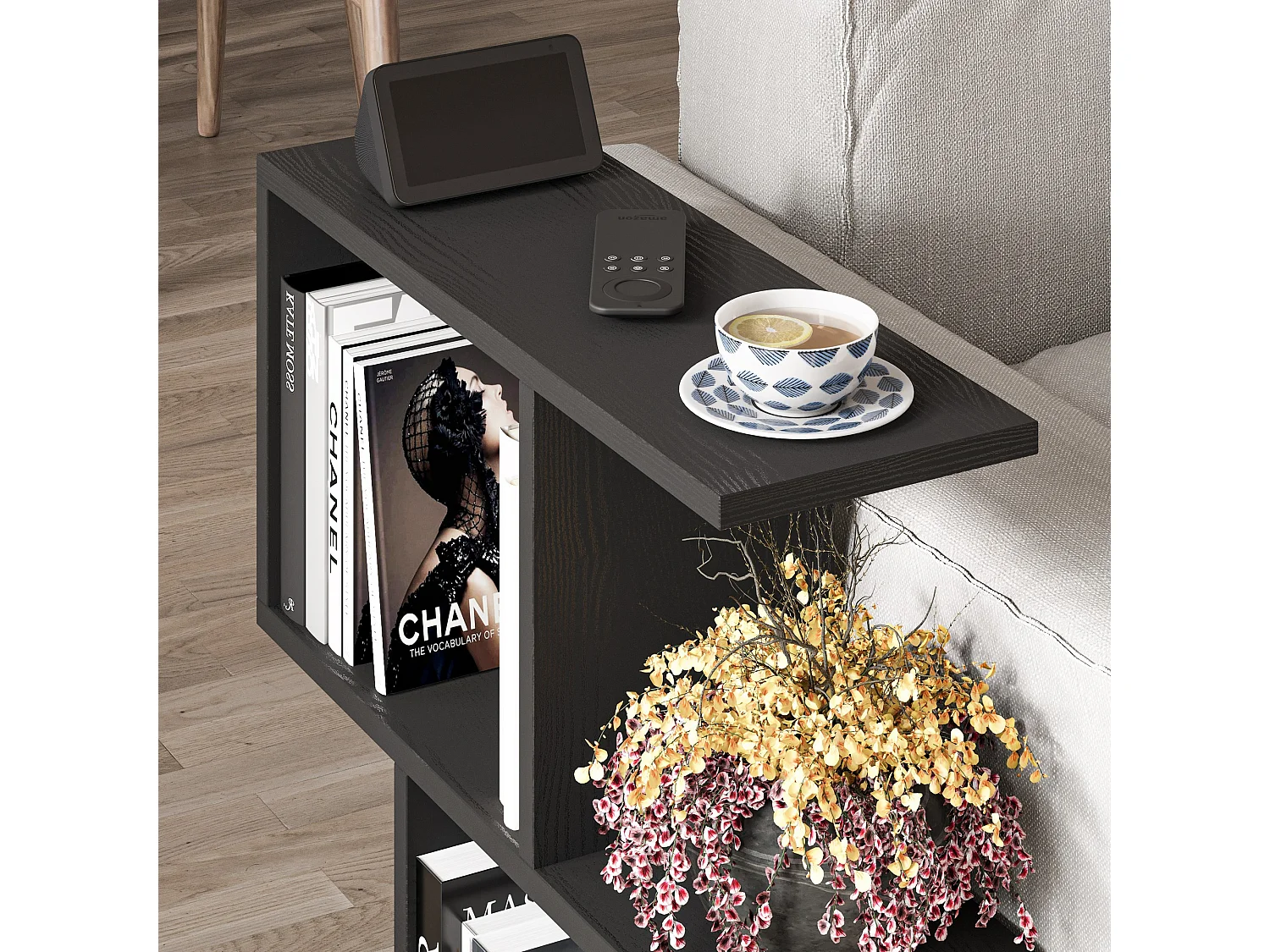 Drewniany stolik kawowy "Homemania" - 60 x 20 x 60 cm - Czarne drewno