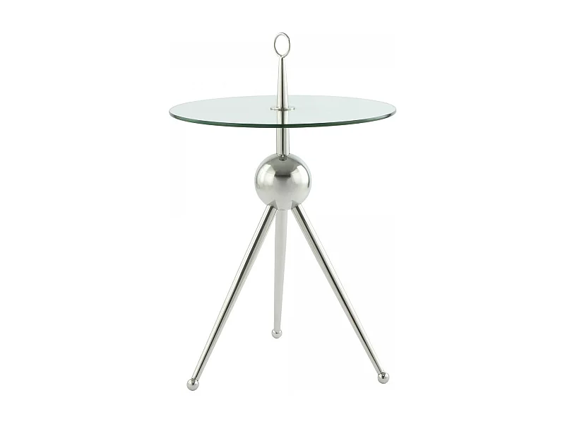 Table basse fait main en acier inoxydable ERO 46x46 gris et clair