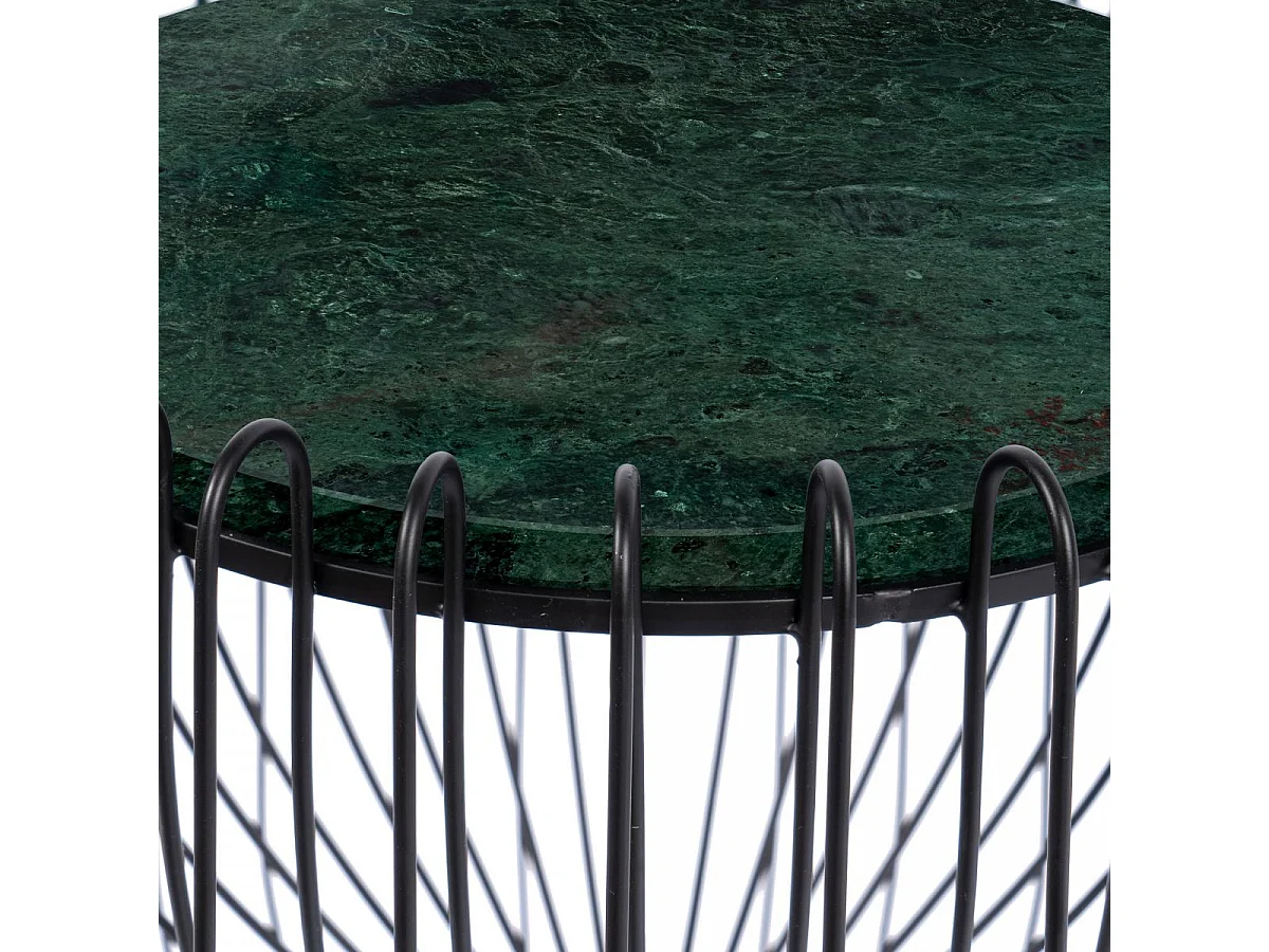 Table basse fait main en marbre ERE 50x50 vert et noir