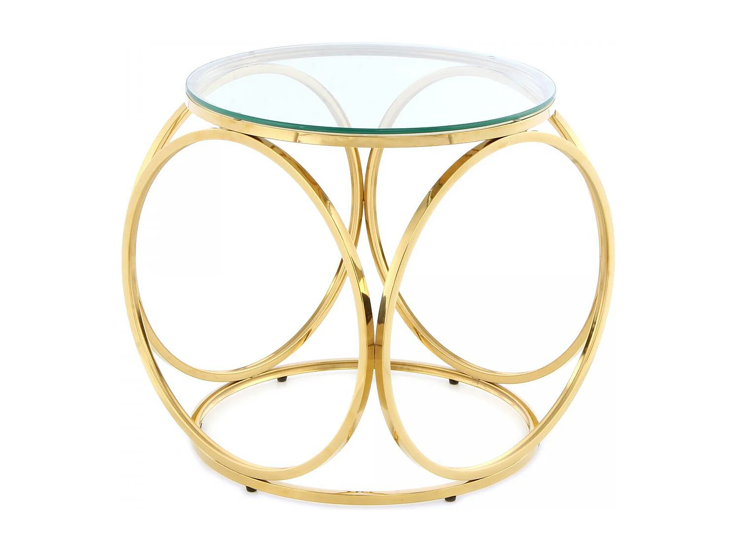 Table basse fait main en acier inoxydable ERU 50x50 clair et or