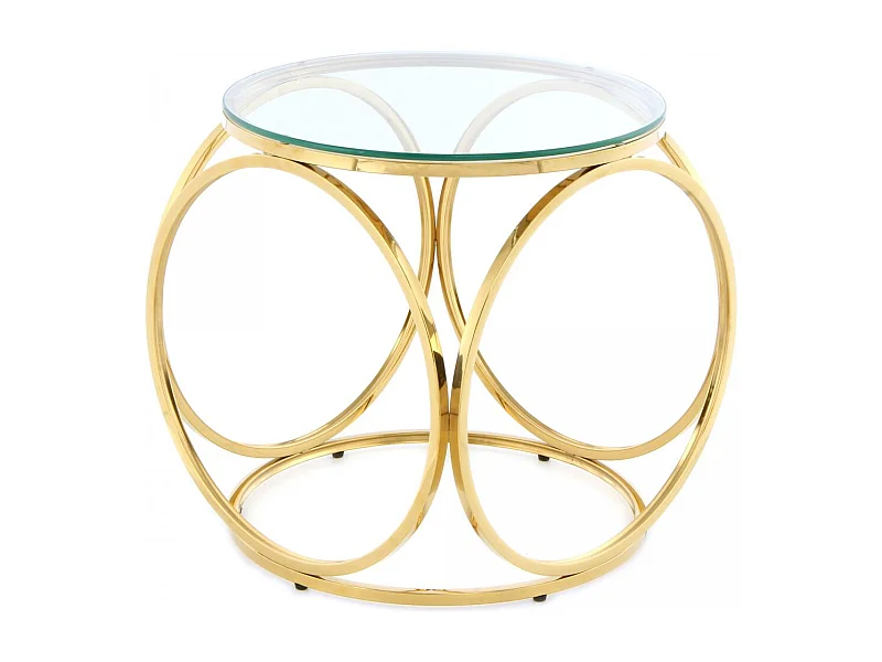 Table basse fait main en acier inoxydable ERU 50x50 clair et or