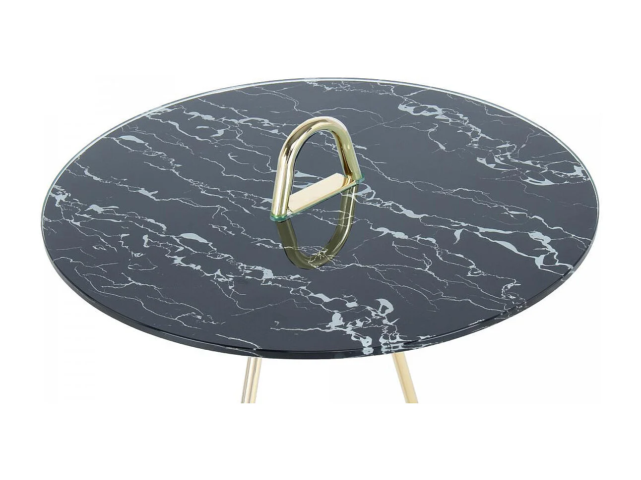 Table basse fait main en acier motif contemporain ELI 46x46 or et noir
