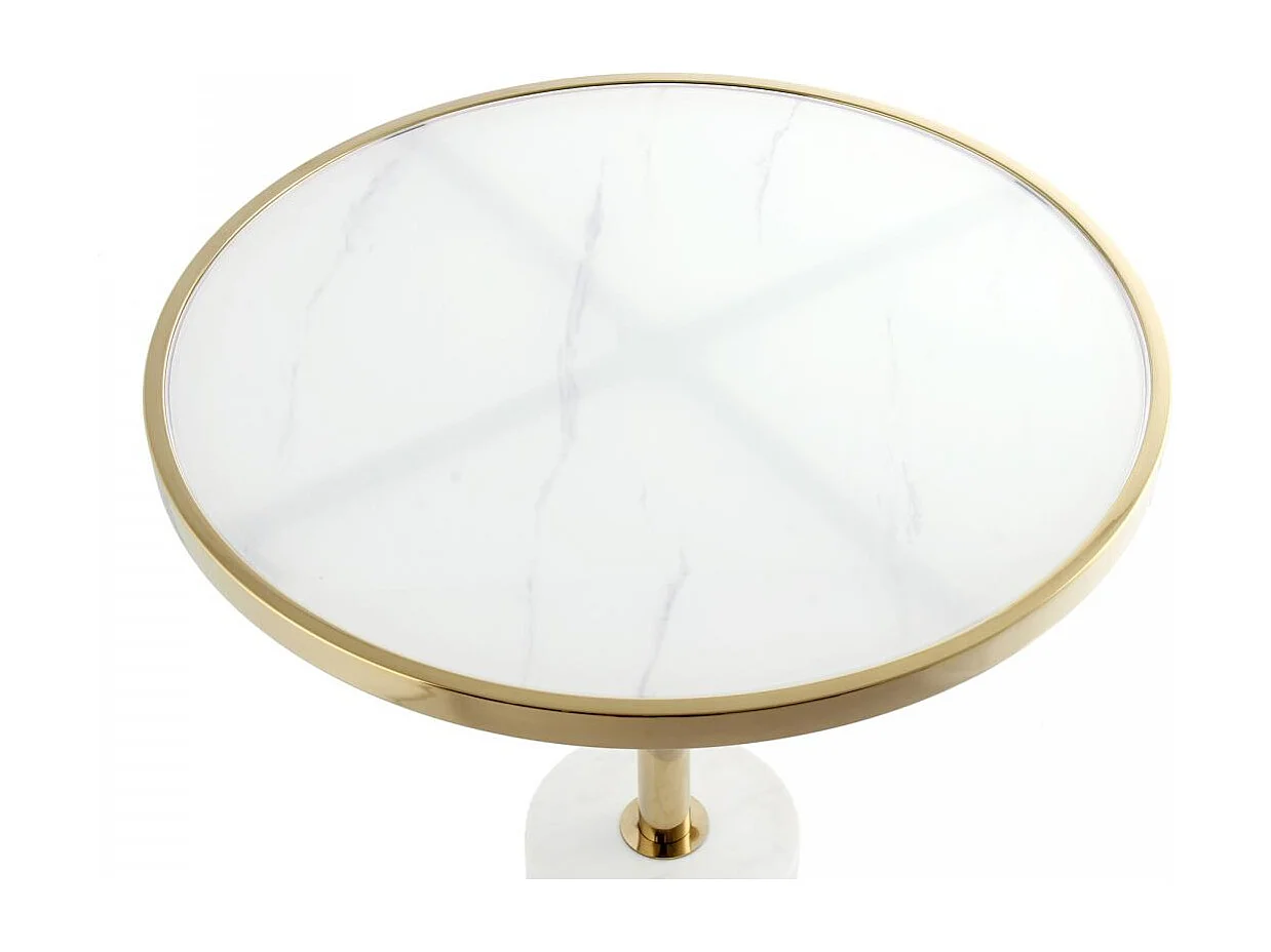 Table basse fait main en acier EHE 46x46 or et blanc