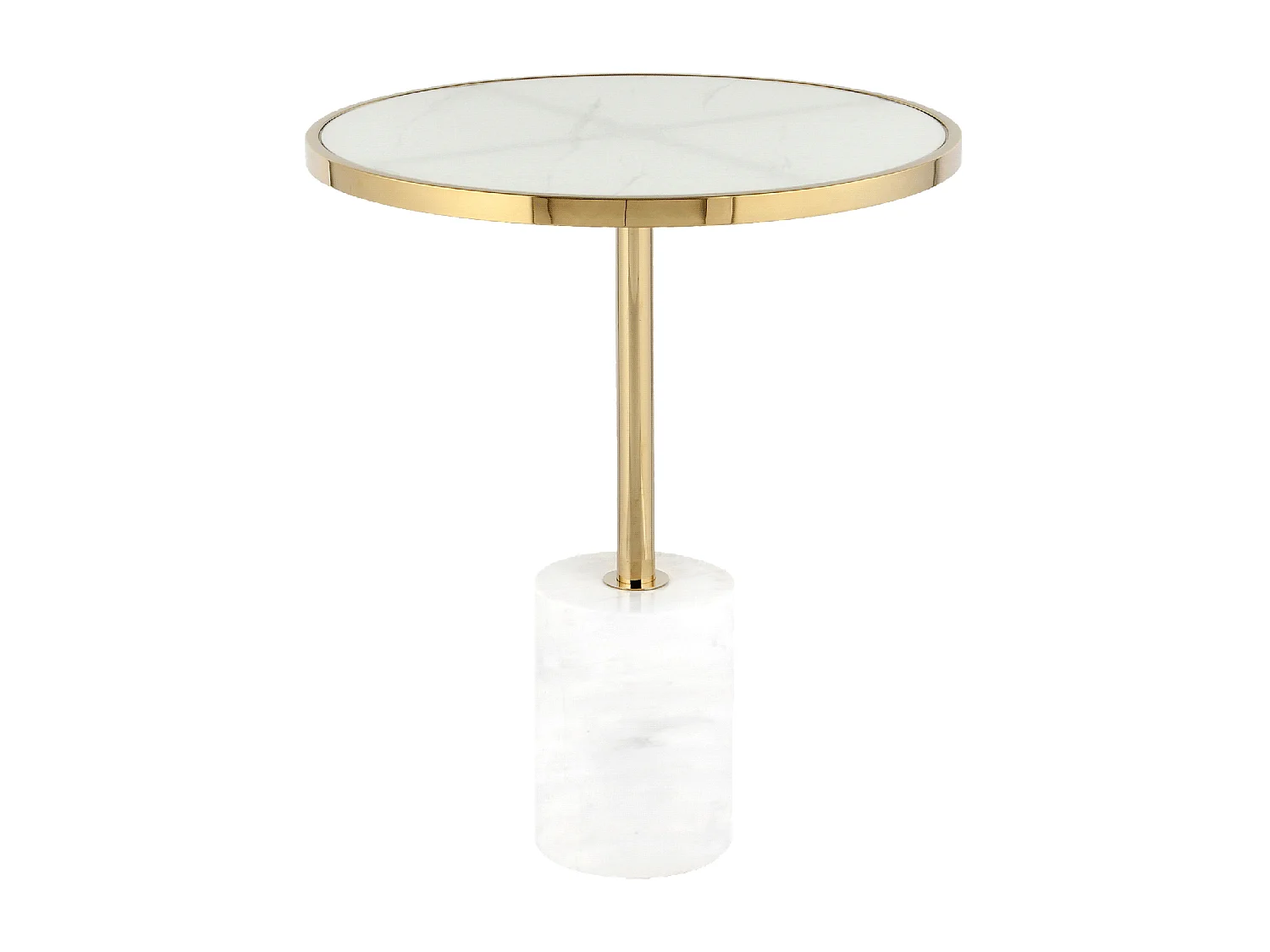 Table basse fait main en acier EHE 46x46 or et blanc