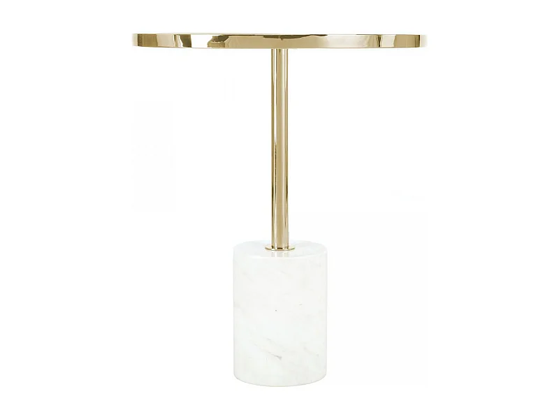 Table basse fait main en acier EHE 46x46 or et blanc