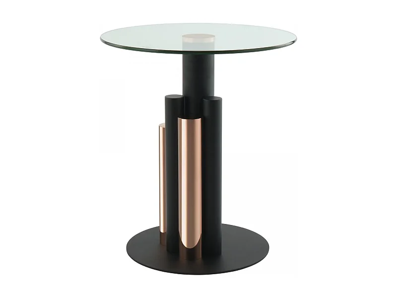 Table basse fait main en aluminium EHI 46x46 rose or et clair