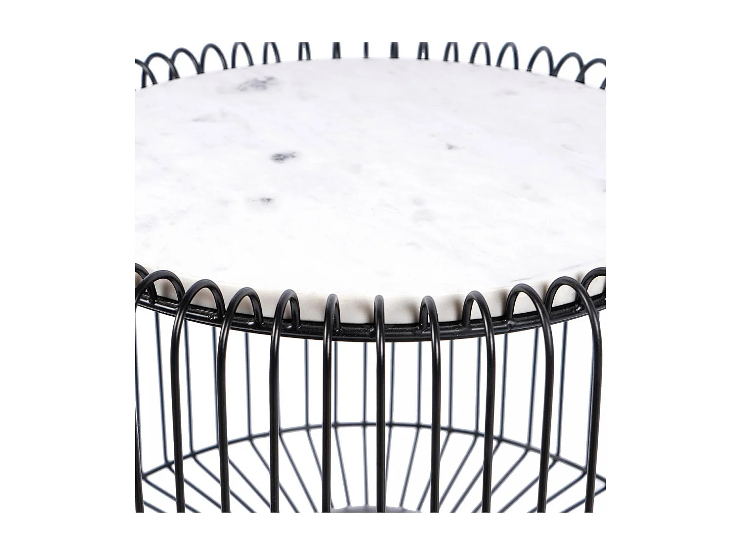 Table basse fait main en marbre EPE 51x51 blanc et noir