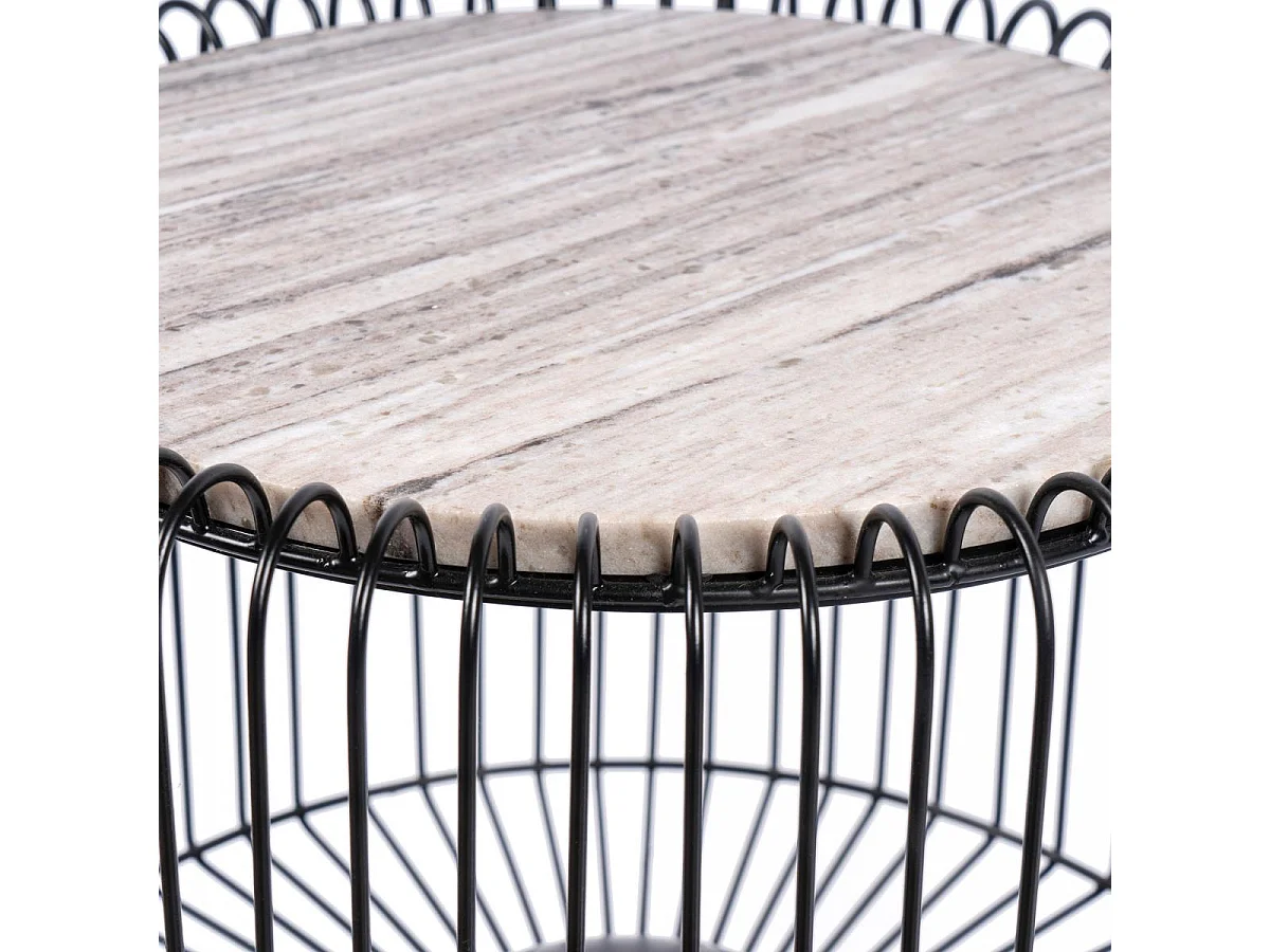 Table basse fait main en marbre EPE 51x51 marron et noir