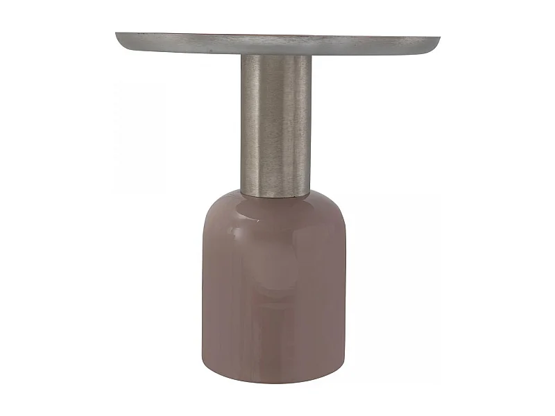 Table basse fait main en fer EVA 50x50 vieux rose et gris