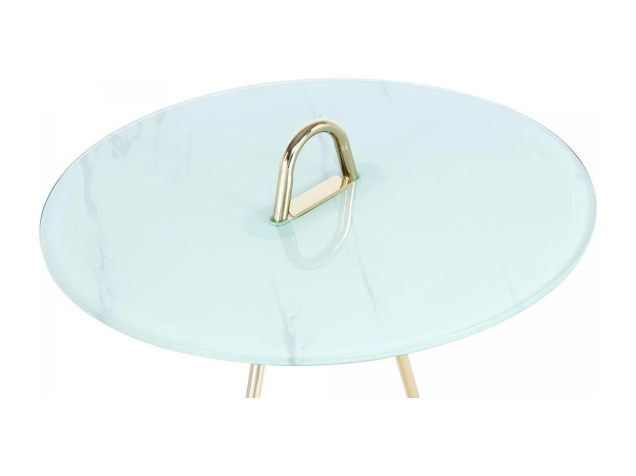 Table basse fait main en acier ELI 46x46 or et blanc