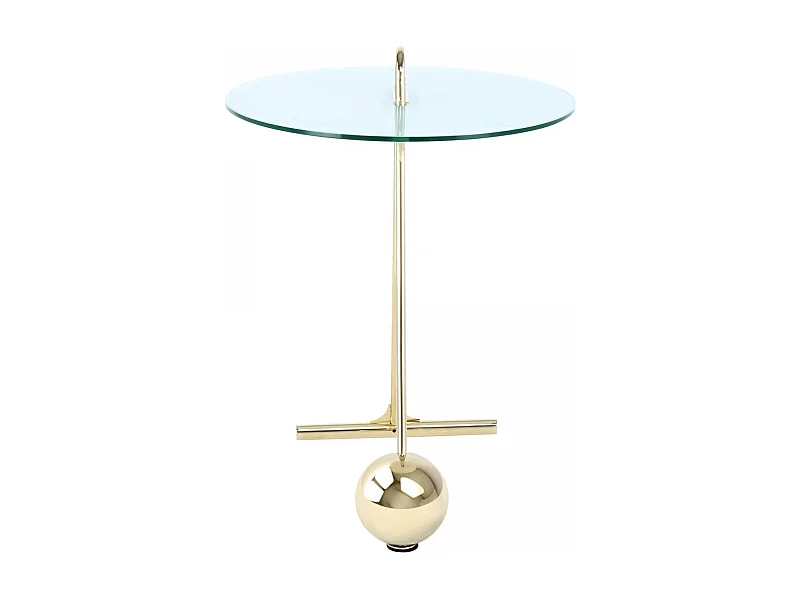 Table basse fait main en acier ELI 46x46 or et blanc