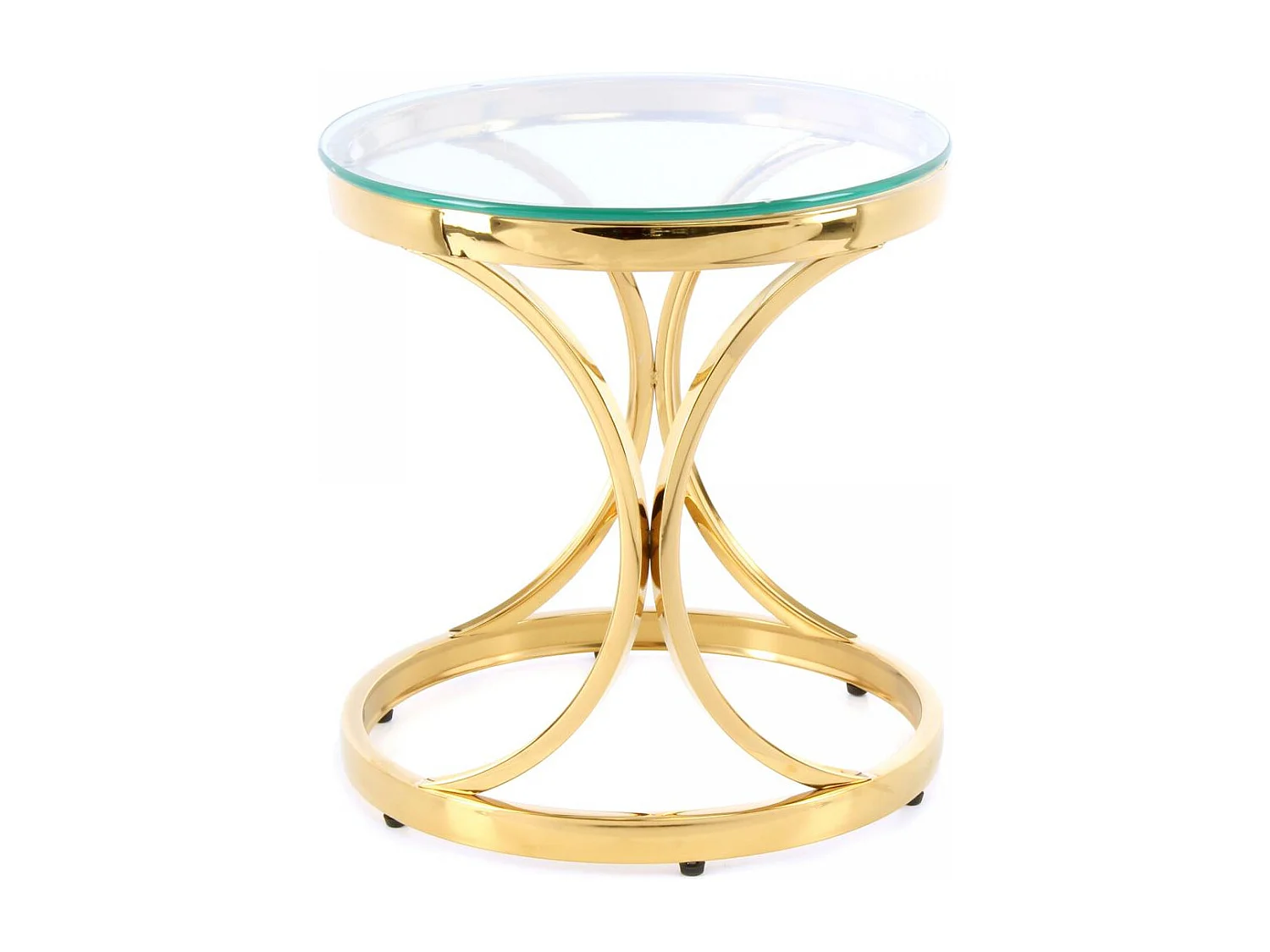 Table basse fait main en acier inoxydable EKU 40x40 clair et or