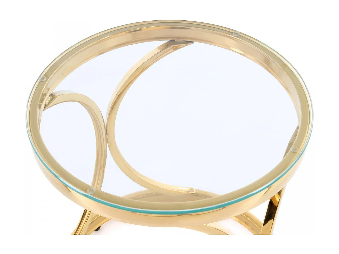 Table basse fait main en acier inoxydable EKU 40x40 clair et or