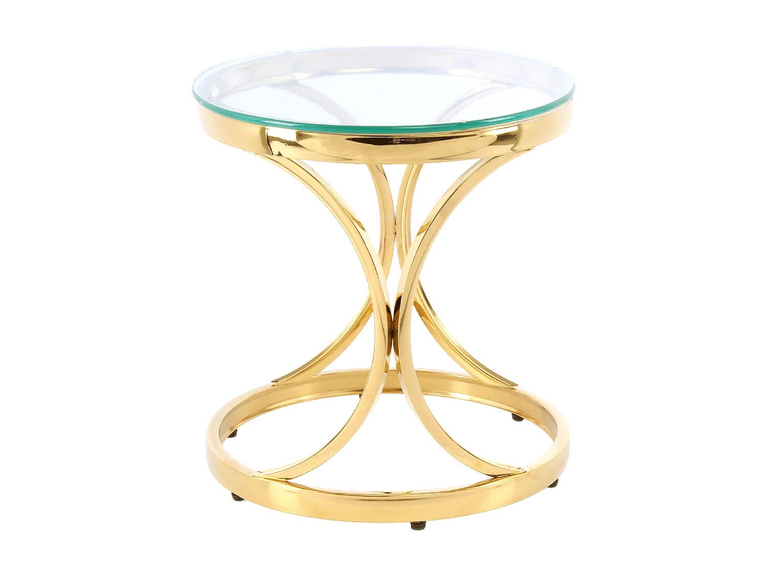 Table basse fait main en acier inoxydable EKU 40x40 clair et or