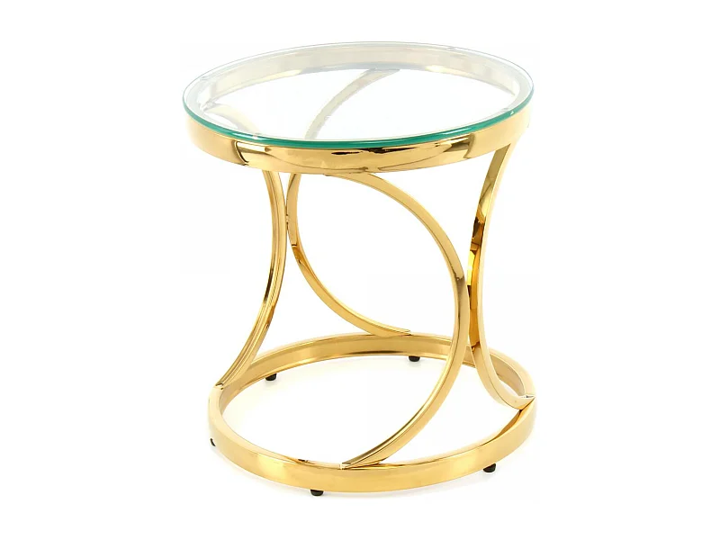 Table basse fait main en acier inoxydable EKU 40x40 clair et or