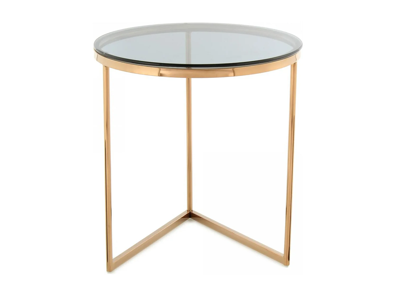 Table basse fait main en acier inoxydable EPO 50x50 gris et or rose