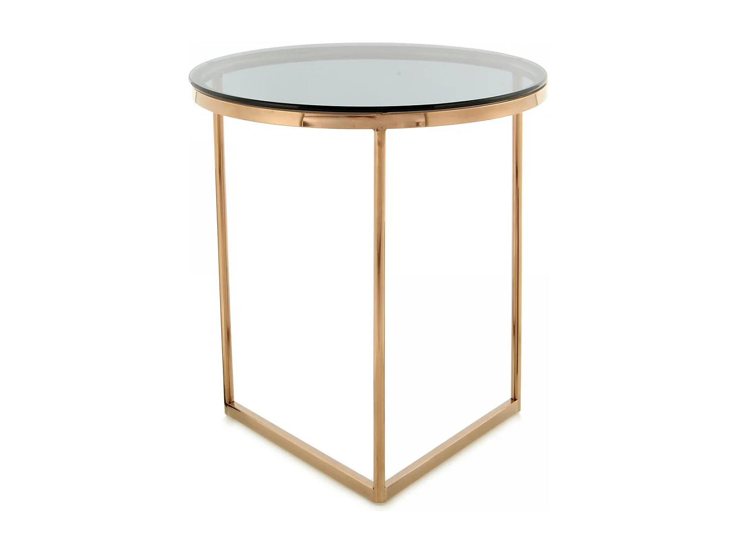 Table basse fait main en acier inoxydable EPO 50x50 gris et or rose