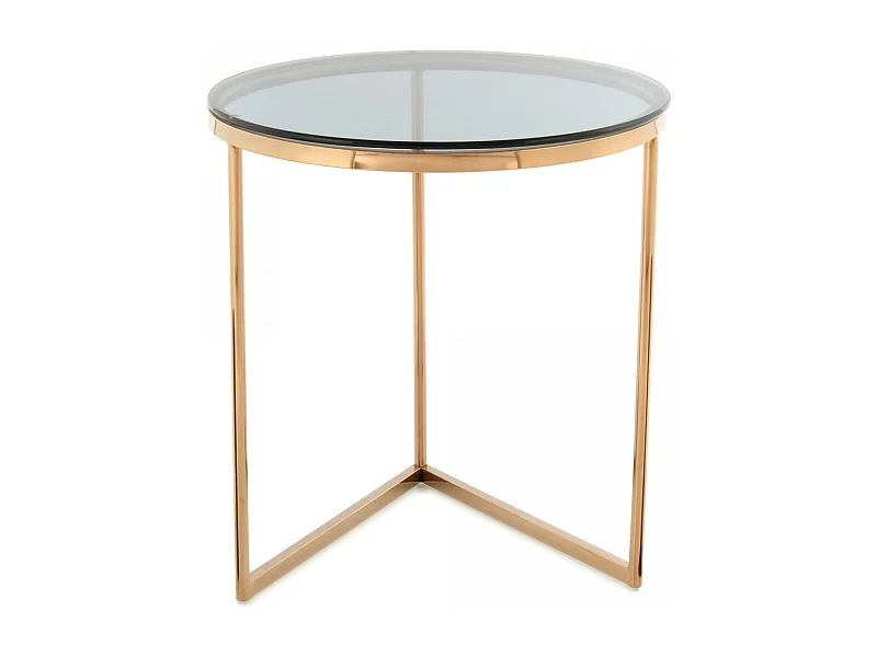 Table basse fait main en acier inoxydable EPO 50x50 gris et or rose