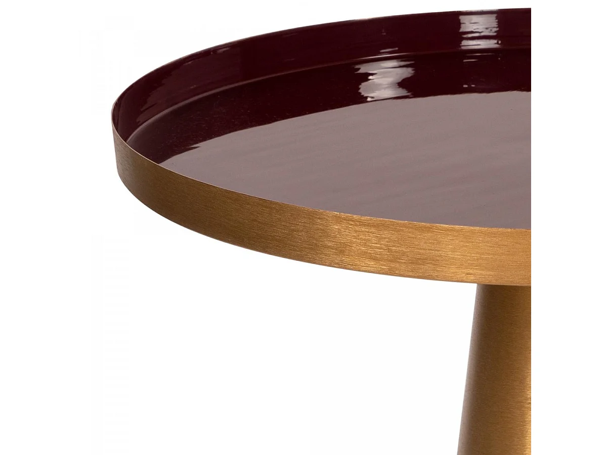 Table basse fait main en fer motif contemporain EBI 51x51 prune