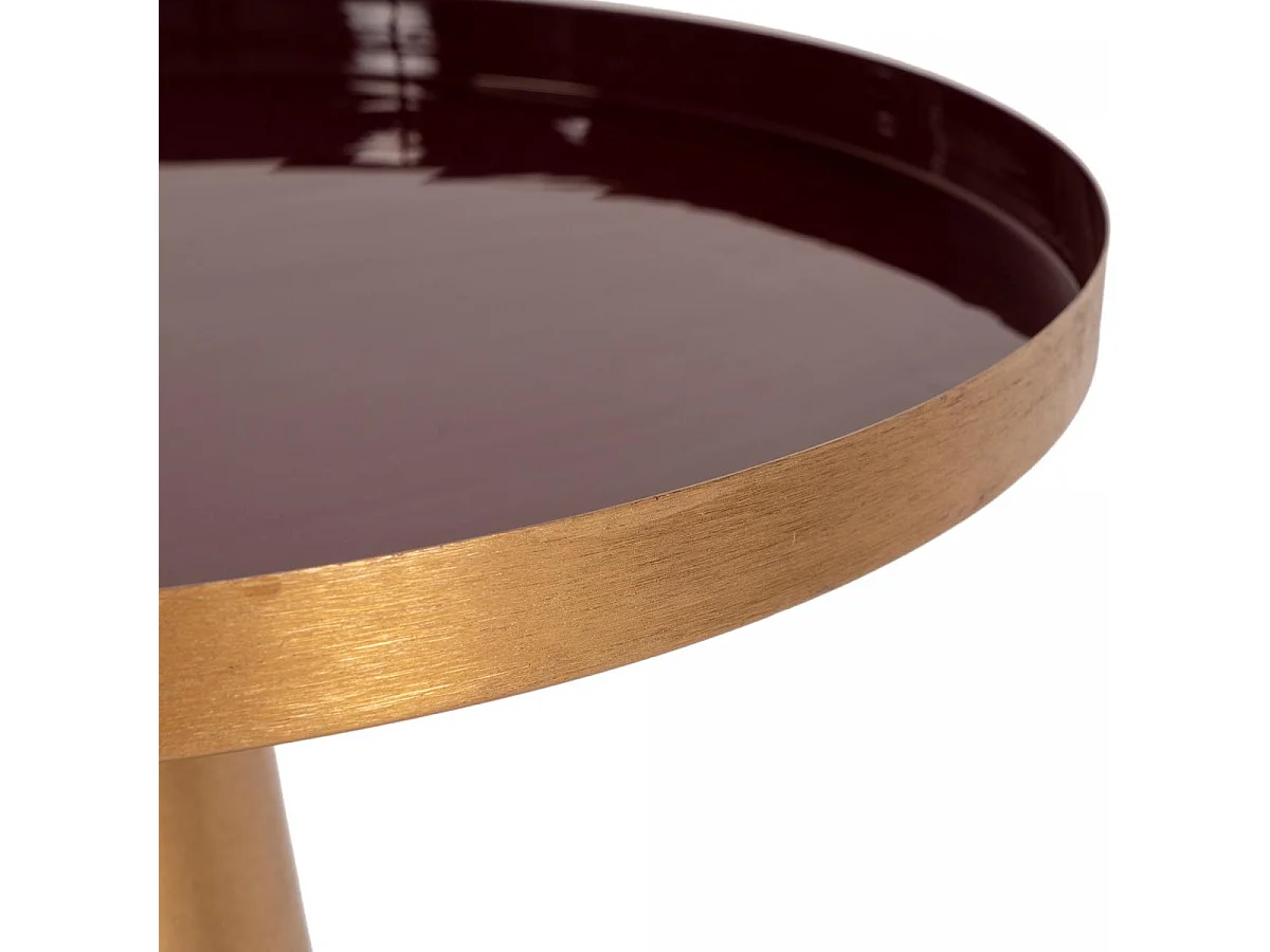 Table basse fait main en fer motif contemporain EBI 51x51 prune