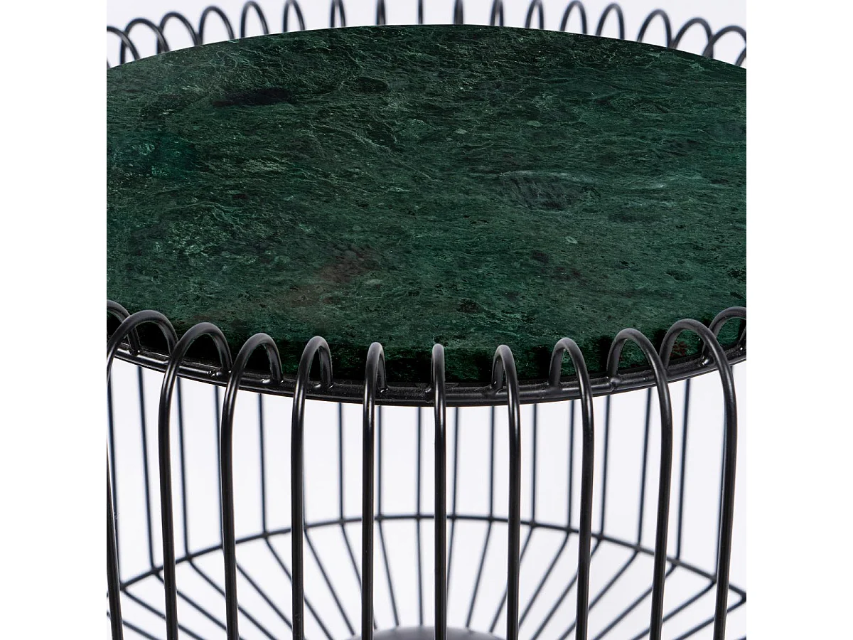 Table basse fait main en marbre EPE 51x51 vert et noir