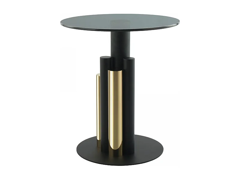 Table basse fait main en aluminium EHI 46x46 or et gris