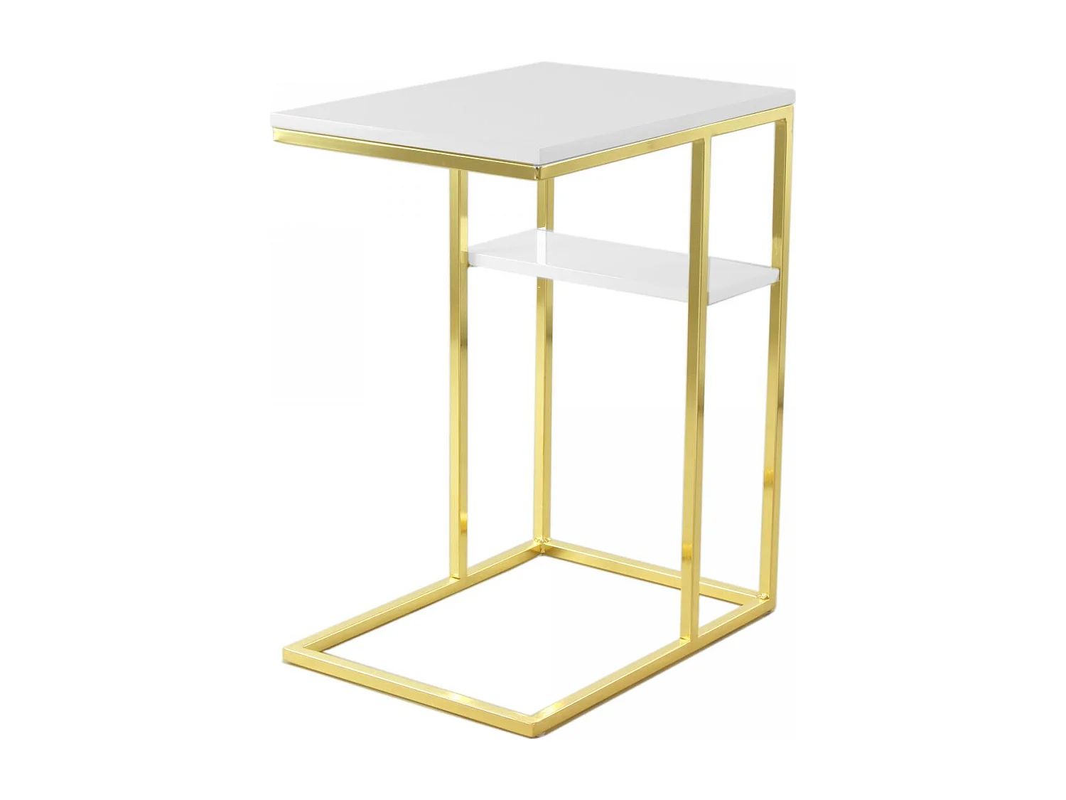 Table basse fait main en acier inoxydable ENE 48x35 blanc et or
