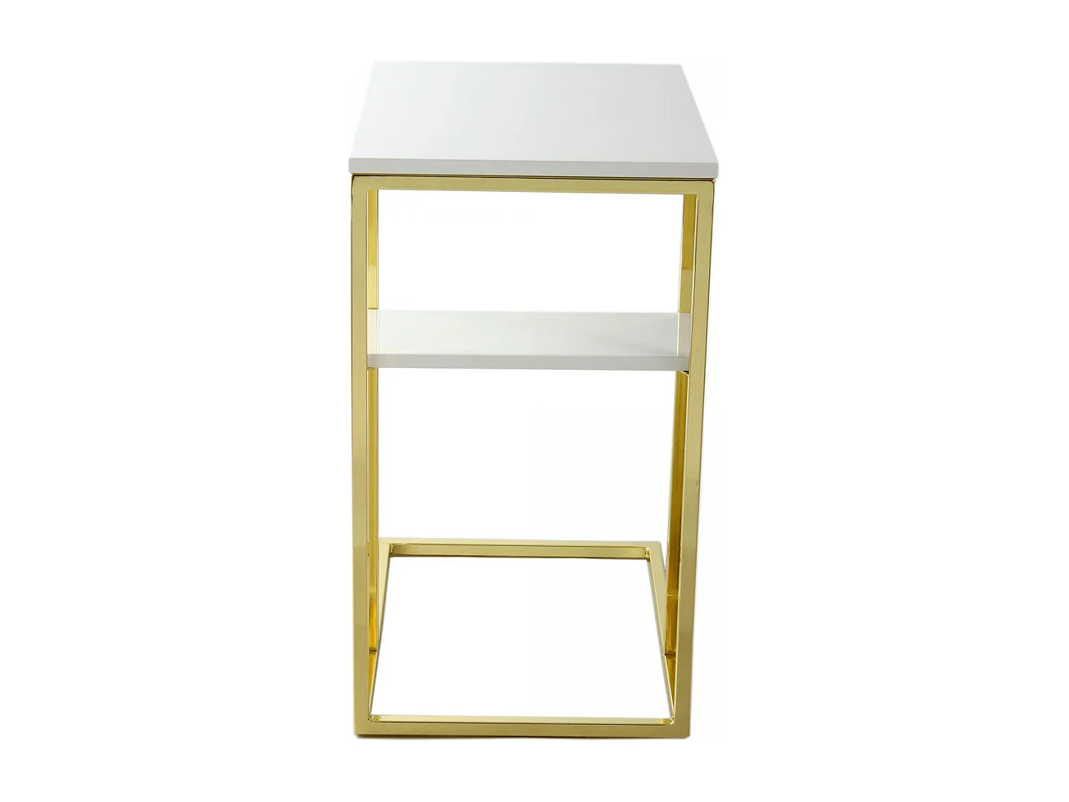 Table basse fait main en acier inoxydable ENE 48x35 blanc et or