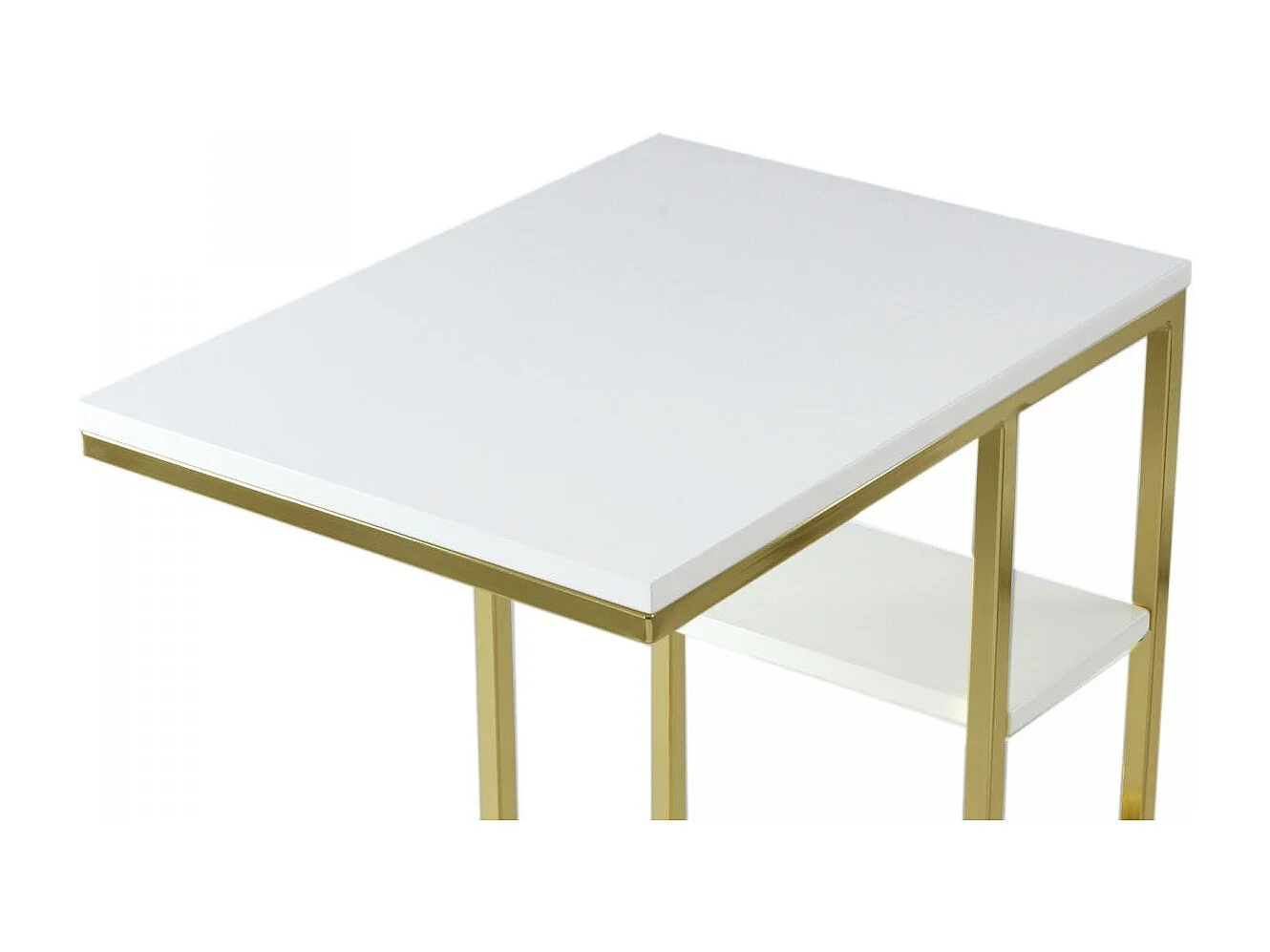Table basse fait main en acier inoxydable ENE 48x35 blanc et or