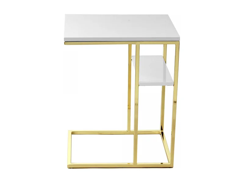 Table basse fait main en acier inoxydable ENE 48x35 blanc et or