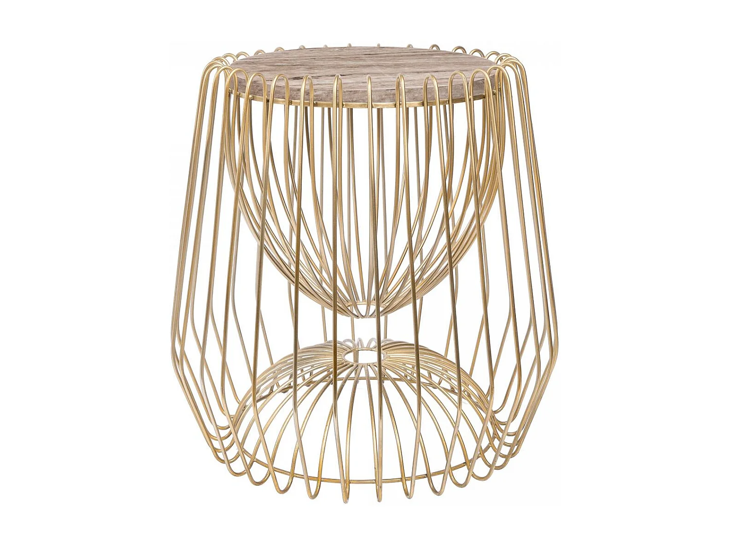 Table basse fait main en marbre ERE 50x50 brun et laiton