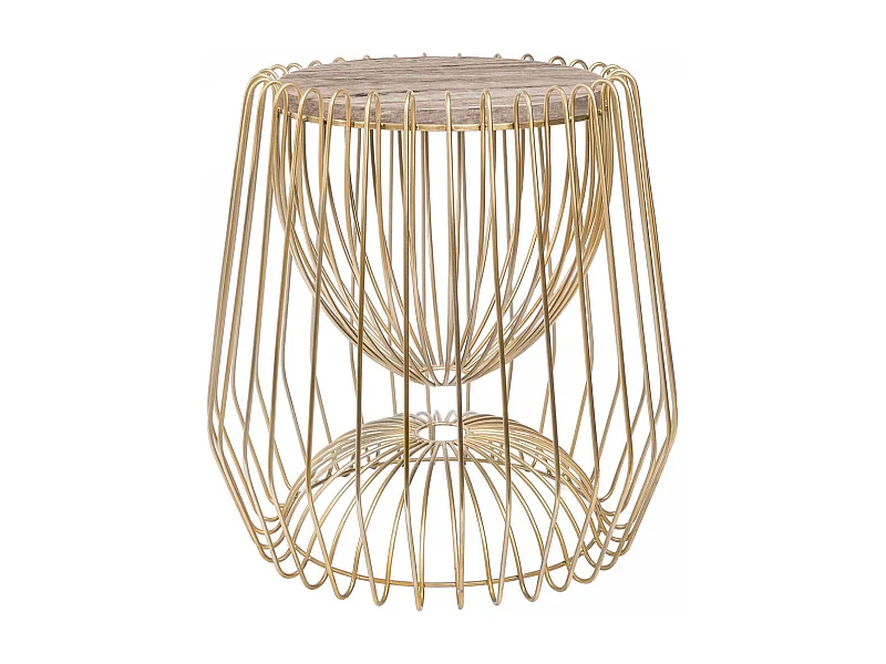 Table basse fait main en marbre ERE 50x50 brun et laiton