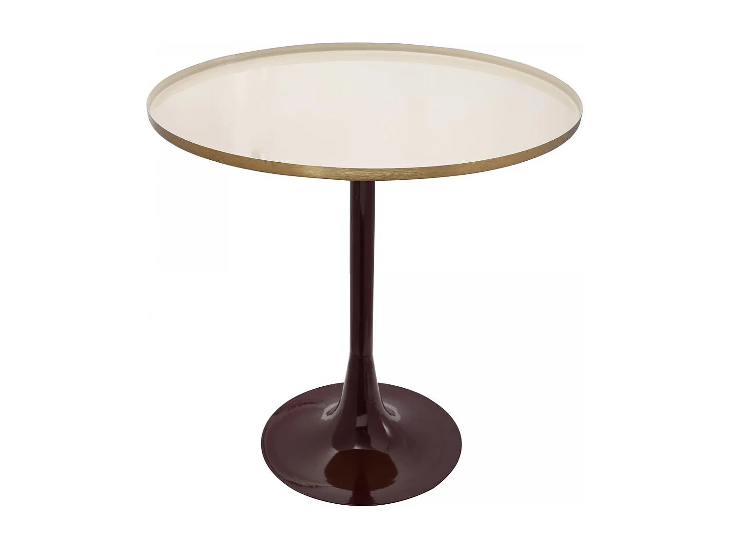 Table basse fait main en fer motif contemporain EXA 51x51 crème