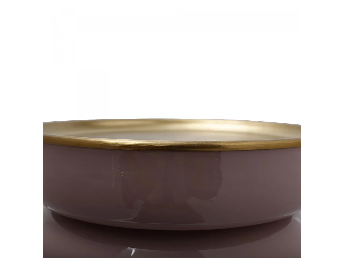 Table basse fait main en fer EJA 32x32 vieux rose et or