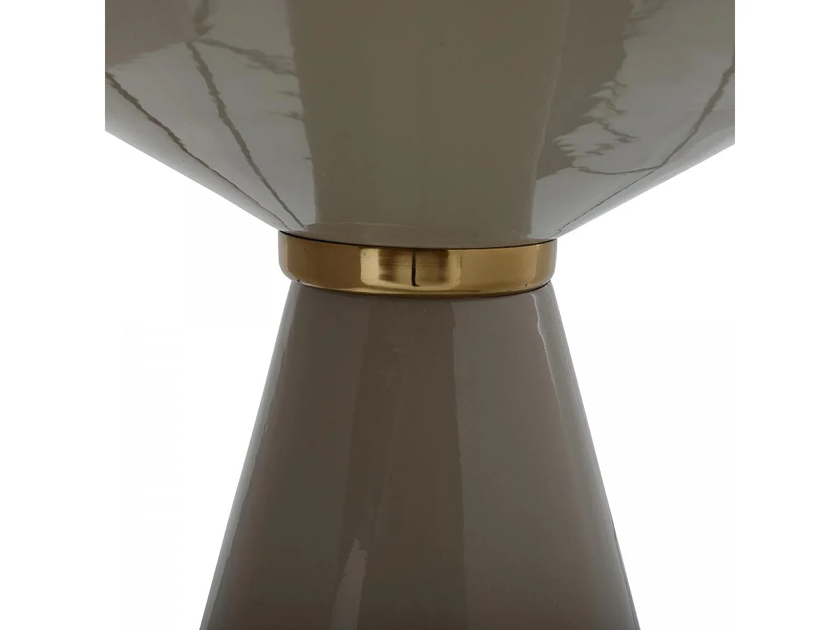 Table basse fait main en fer motif rétro-vintage EMA 47x47 taupe