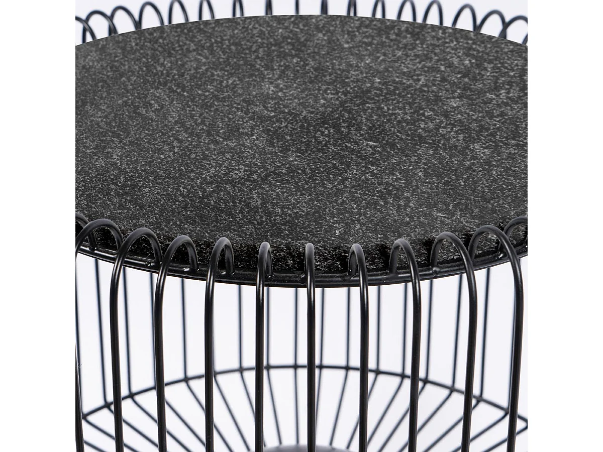 Table basse fait main en marbre EPE 51x51 noir et gris