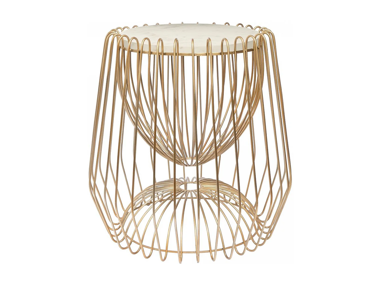 Table basse fait main en marbre ERE 50x50 blanc et laiton