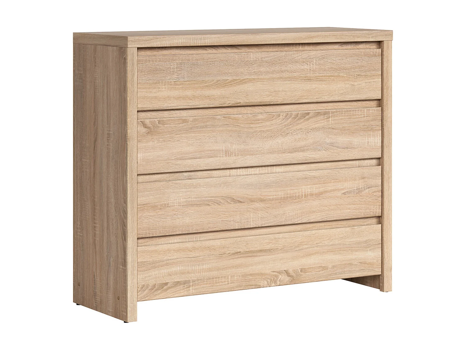 Commode Buffet Meuble de rangement à 4 tiroirs, coloris chêne Sonoma - Longueur 105 x Profondeur 40,5 x Hauteur 92 cm