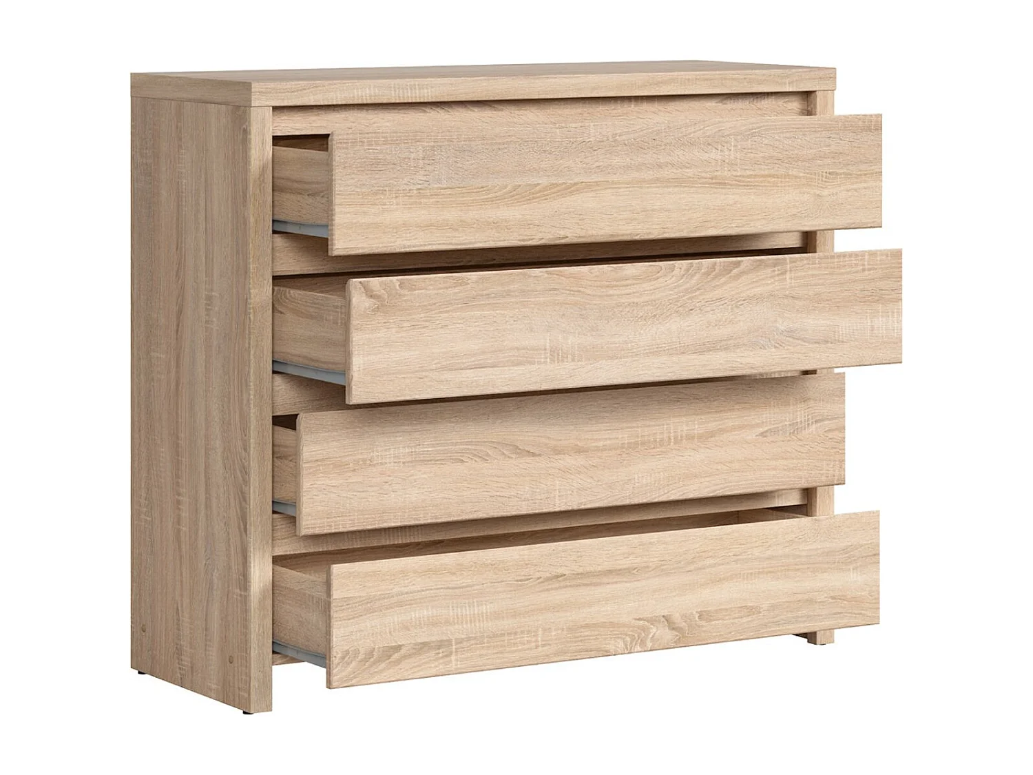 Commode Buffet Meuble de rangement à 4 tiroirs, coloris chêne Sonoma - Longueur 105 x Profondeur 40,5 x Hauteur 92 cm