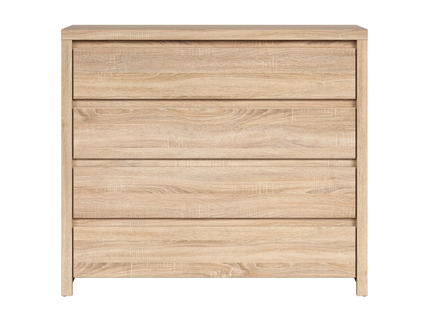 Commode Buffet Meuble de rangement à 4 tiroirs, coloris chêne Sonoma - Longueur 105 x Profondeur 40,5 x Hauteur 92 cm