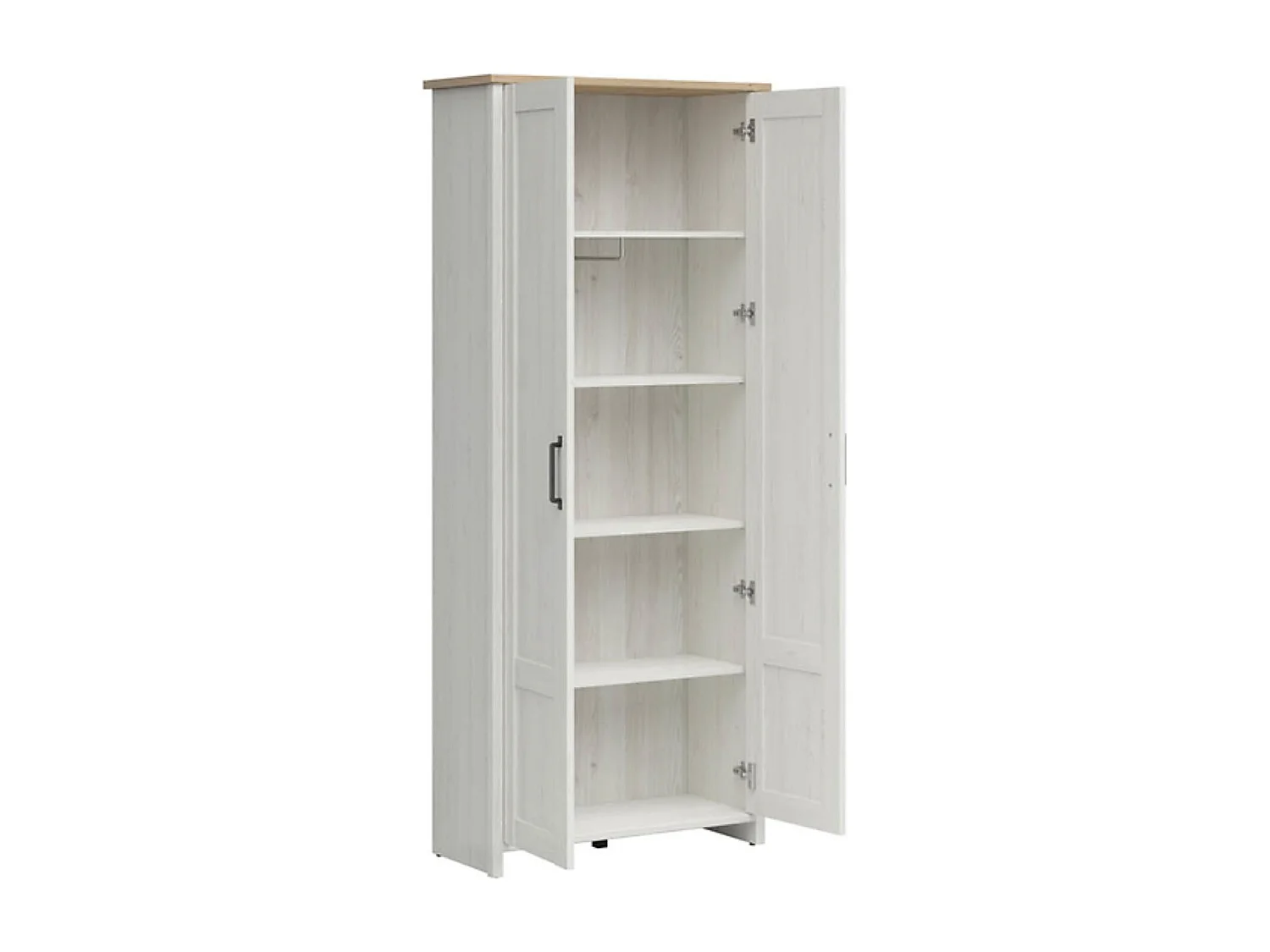 Armoire Placard à deux portes , coloris Blanc pin andersen/Chêne clair - Longueur 84,5 x Profondeur 36,5 x Hauteur 200,5 cm