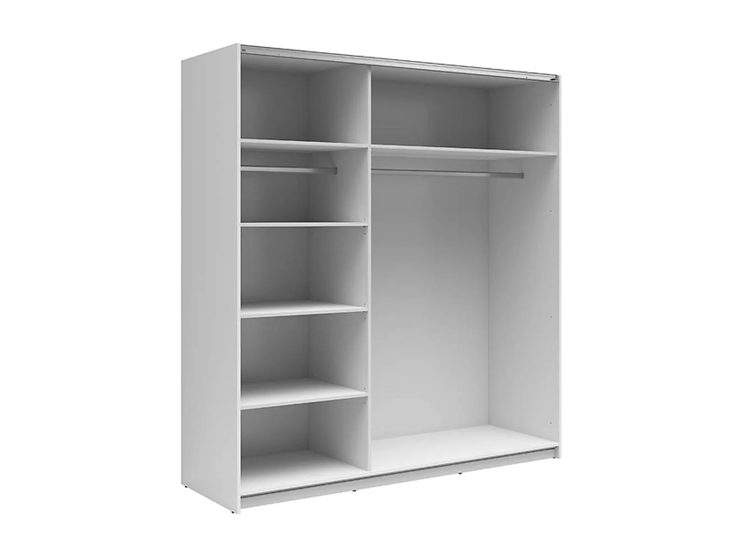 Armoire coulissante avec miroir coloris Blanc brillant - Longueur 183 x Profondeur 60 x Hauteur 195,5 cm