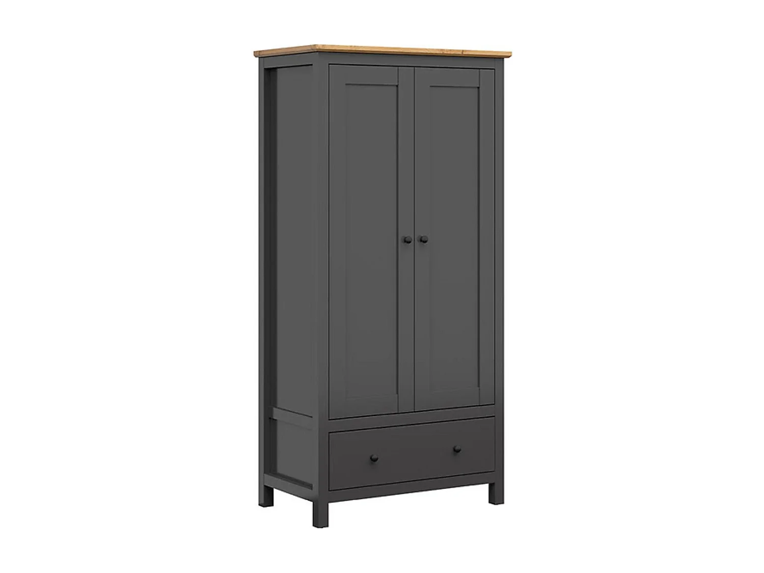 Armoire placard à 2 portes et 1 tiroir, coloris Gris graphite/Chêne artisan - Longueur 101 x Profondeur 57 x Hauteur 203 cm