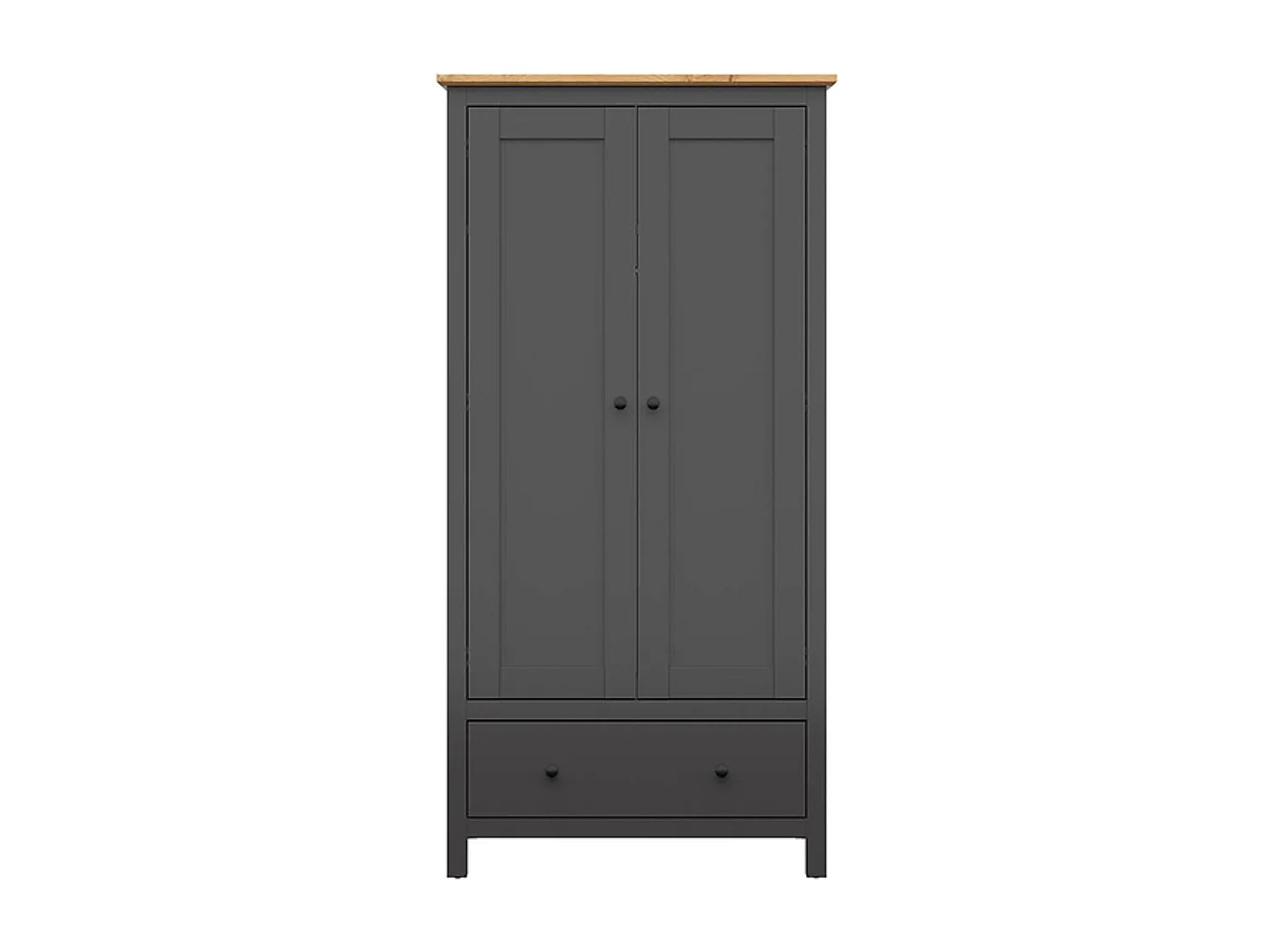 Armoire placard à 2 portes et 1 tiroir, coloris Gris graphite/Chêne artisan - Longueur 101 x Profondeur 57 x Hauteur 203 cm
